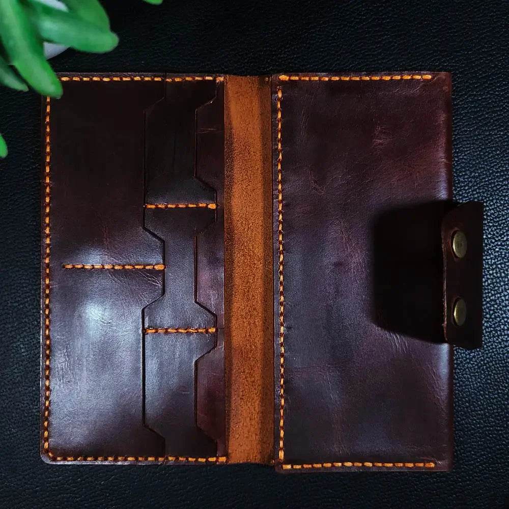 Article No 703 Long Elegant Wallet With Double Button Snap - Ridge N Threads