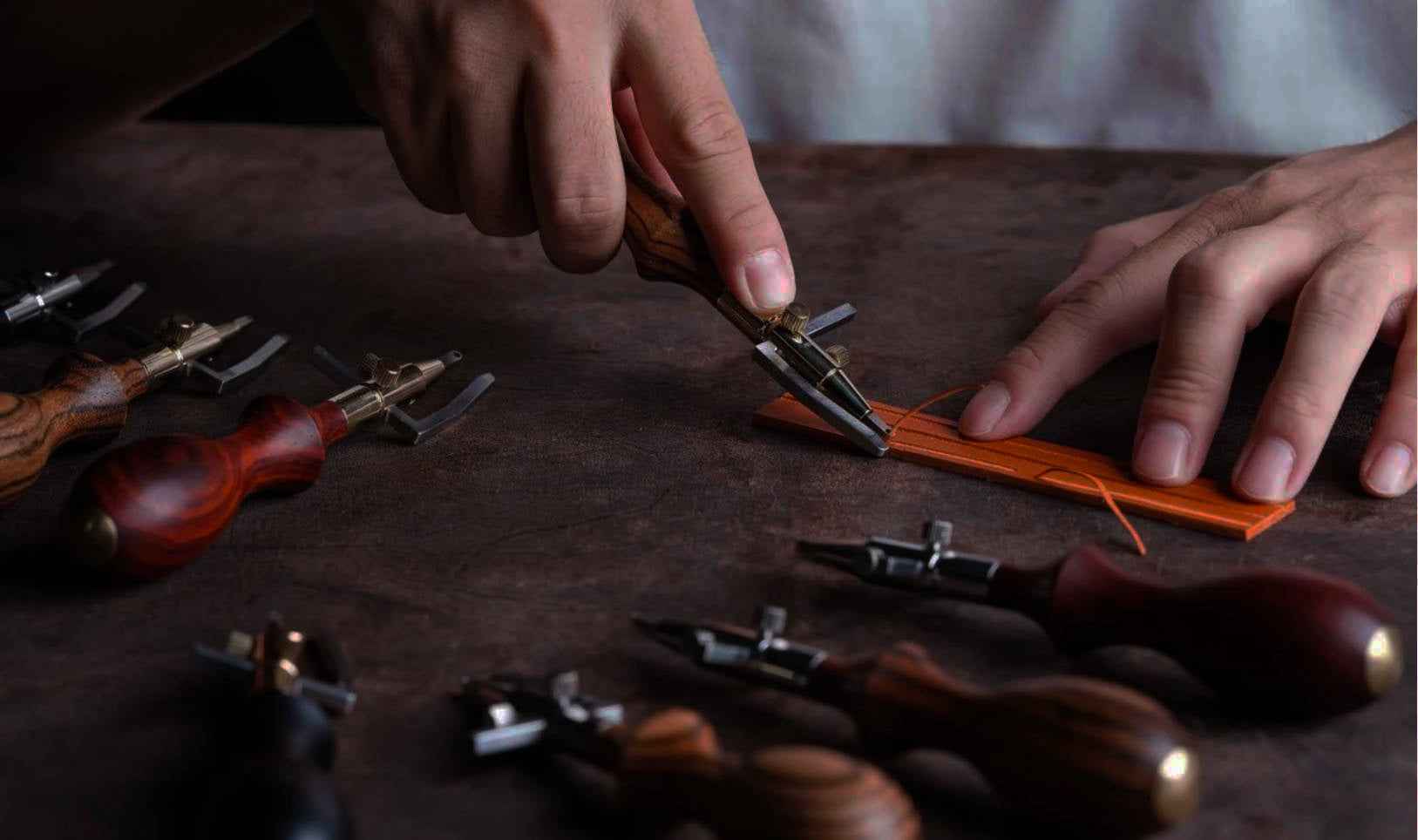 Artisan crafting handmade leather goods